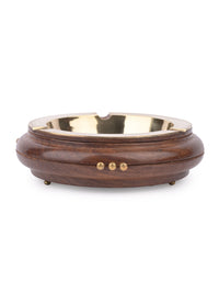 Round Wooden Ashtray with Brass top and a heavy base - The Heritage Artifacts