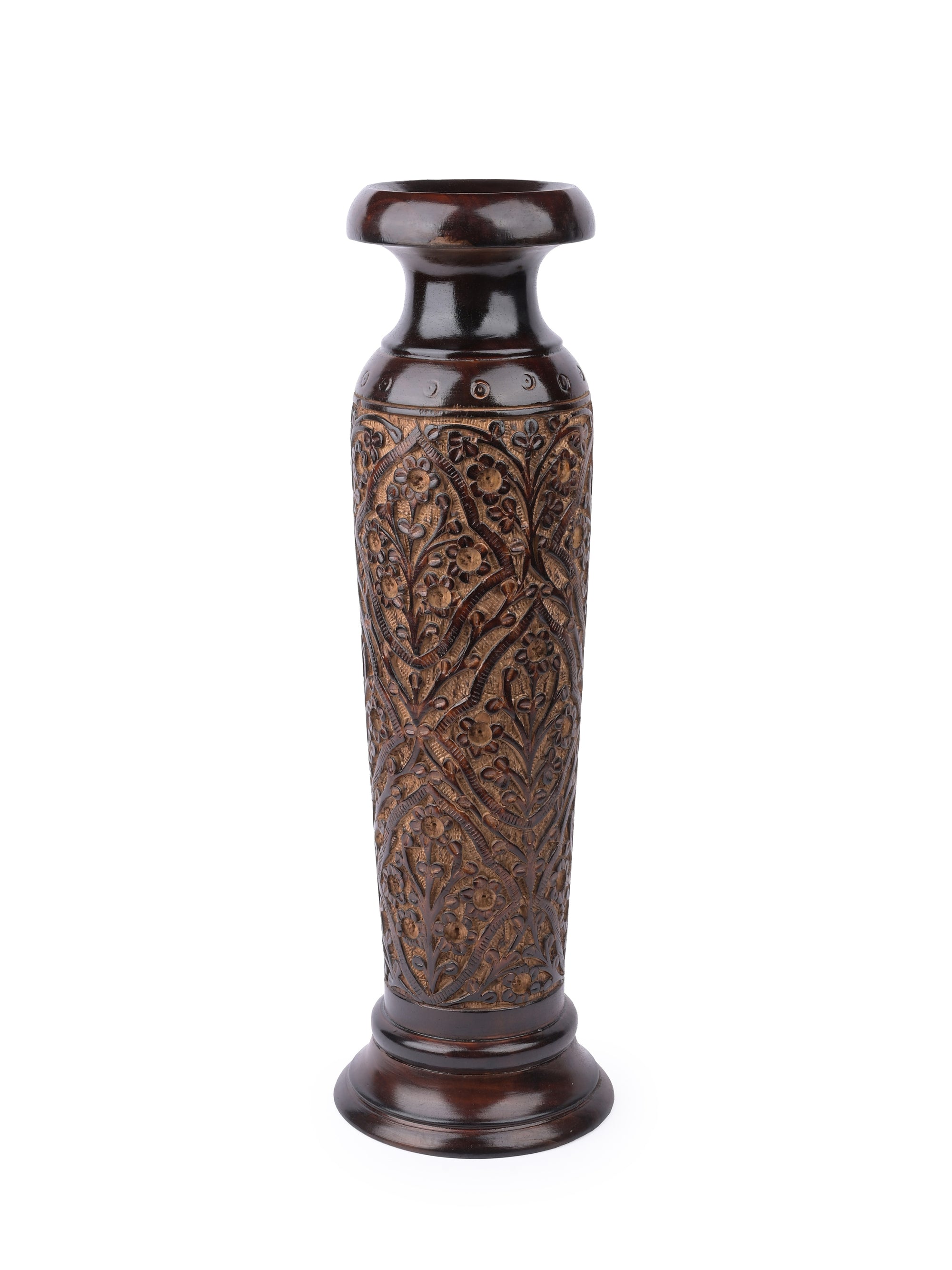 Wood crafted Tall Flower Vase - 20 inches in height - The Heritage Artifacts