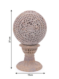 Jaali work Table Lamp with lights made of paleva stone - The Heritage Artifacts