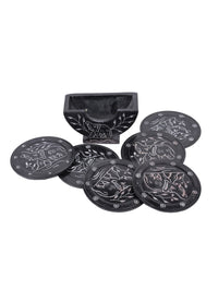 Black stone 6 pieces coaster set with stand - The Heritage Artifacts