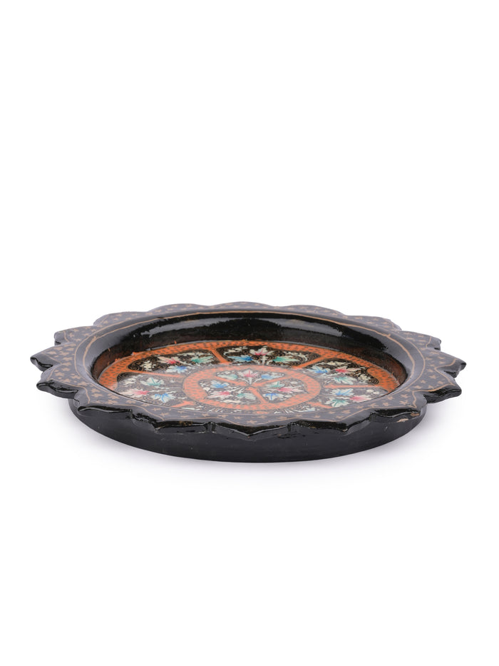 Small decorative Paper Mache Tray in Black and Gold color - The Heritage Artifacts