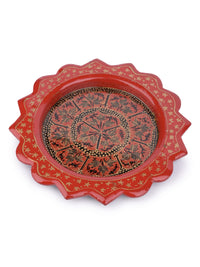Small decorative Paper Mache Tray in Red and Black color - The Heritage Artifacts