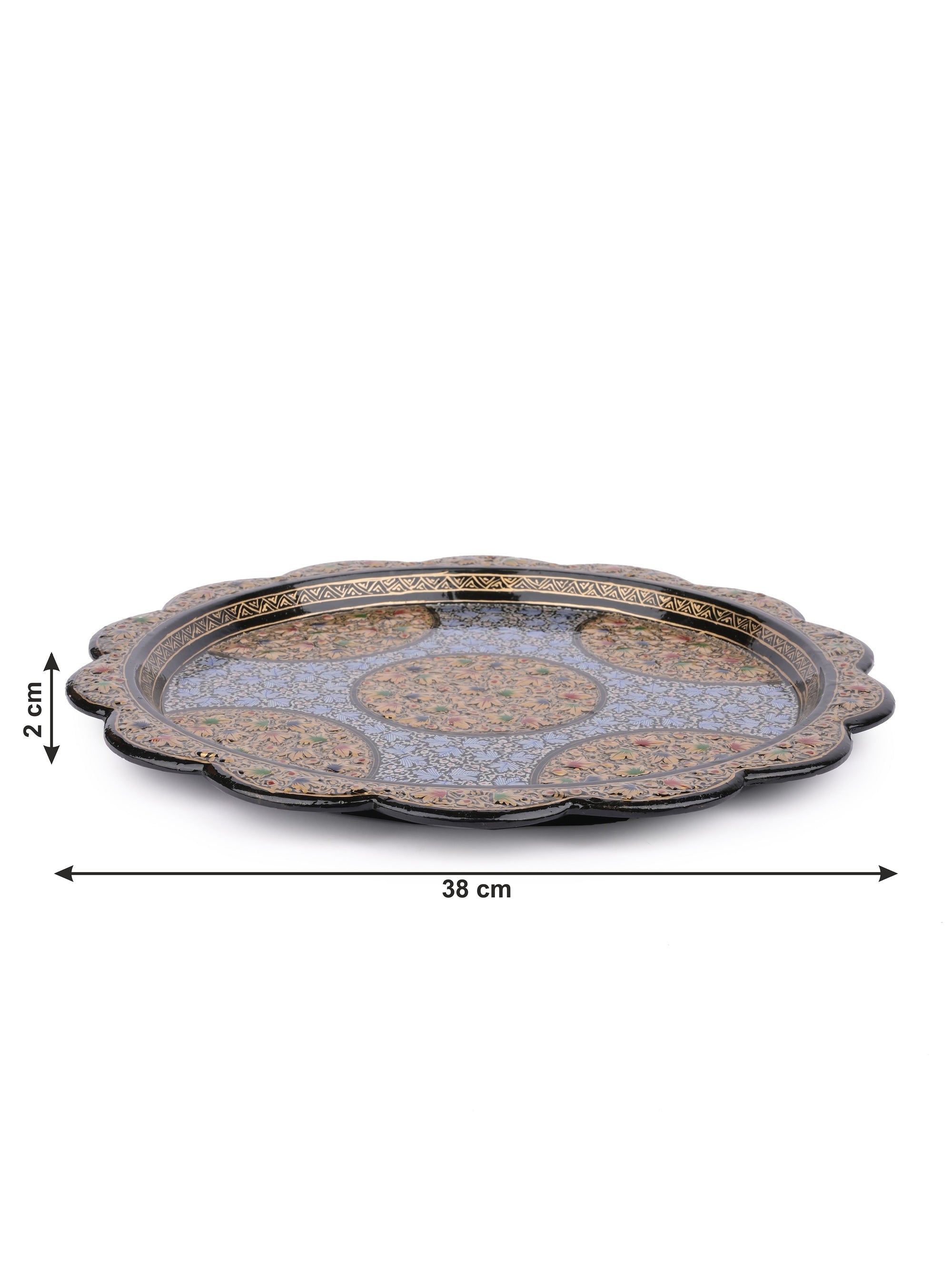 Paper Mache, Colorful Round Decorative Serving Tray without handle - The Heritage Artifacts