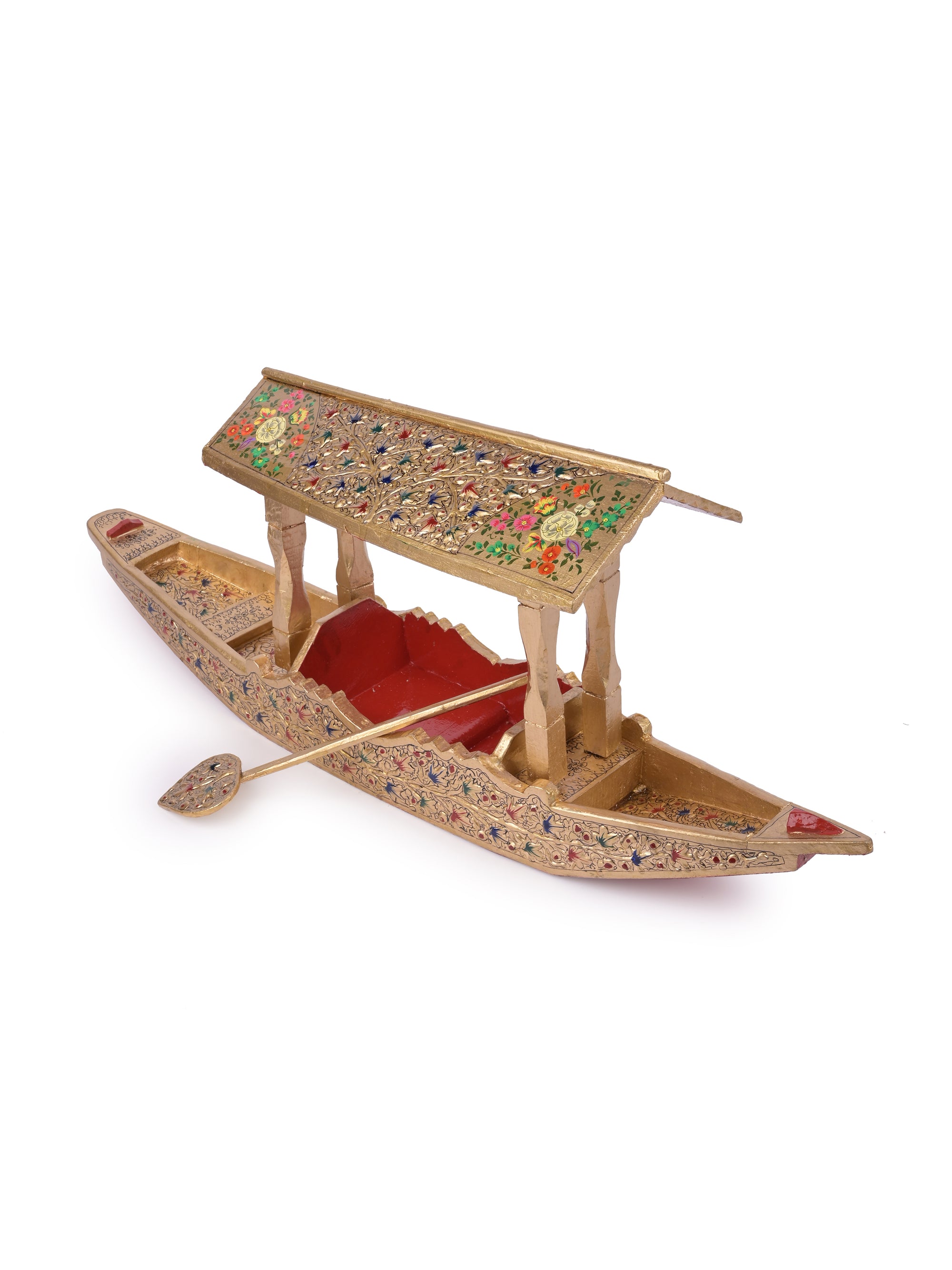 Paper Mache Craft, Big Shikara / Boat showpiece - 26 inches long - The Heritage Artifacts