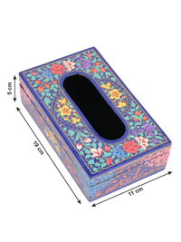 Bright Blue floral printed Paper Mache Tissue Box - The Heritage Artifacts