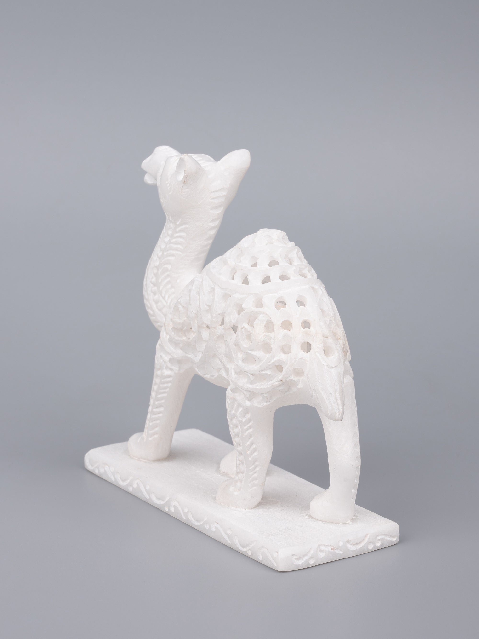 Hand crafted white marble camel figurine - The Heritage Artifacts