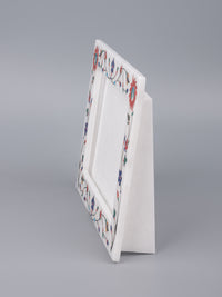 White marble photo / picture frame with colorful inlay work - Landscape view - The Heritage Artifacts