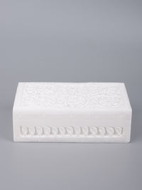 White marble jewellery box with jali carving - big size - The Heritage Artifacts