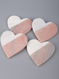 Dual color, heart shaped 4 pieces marble coaster set - The Heritage Artifacts