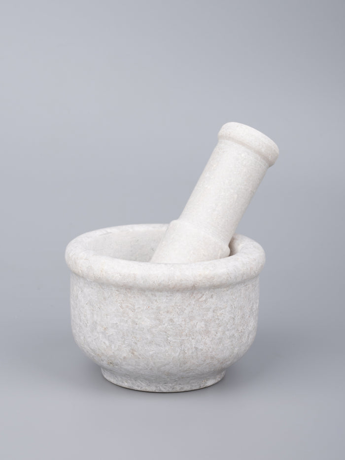 Mortar and Pestle / Okhli Musal in White marble - The Heritage Artifacts