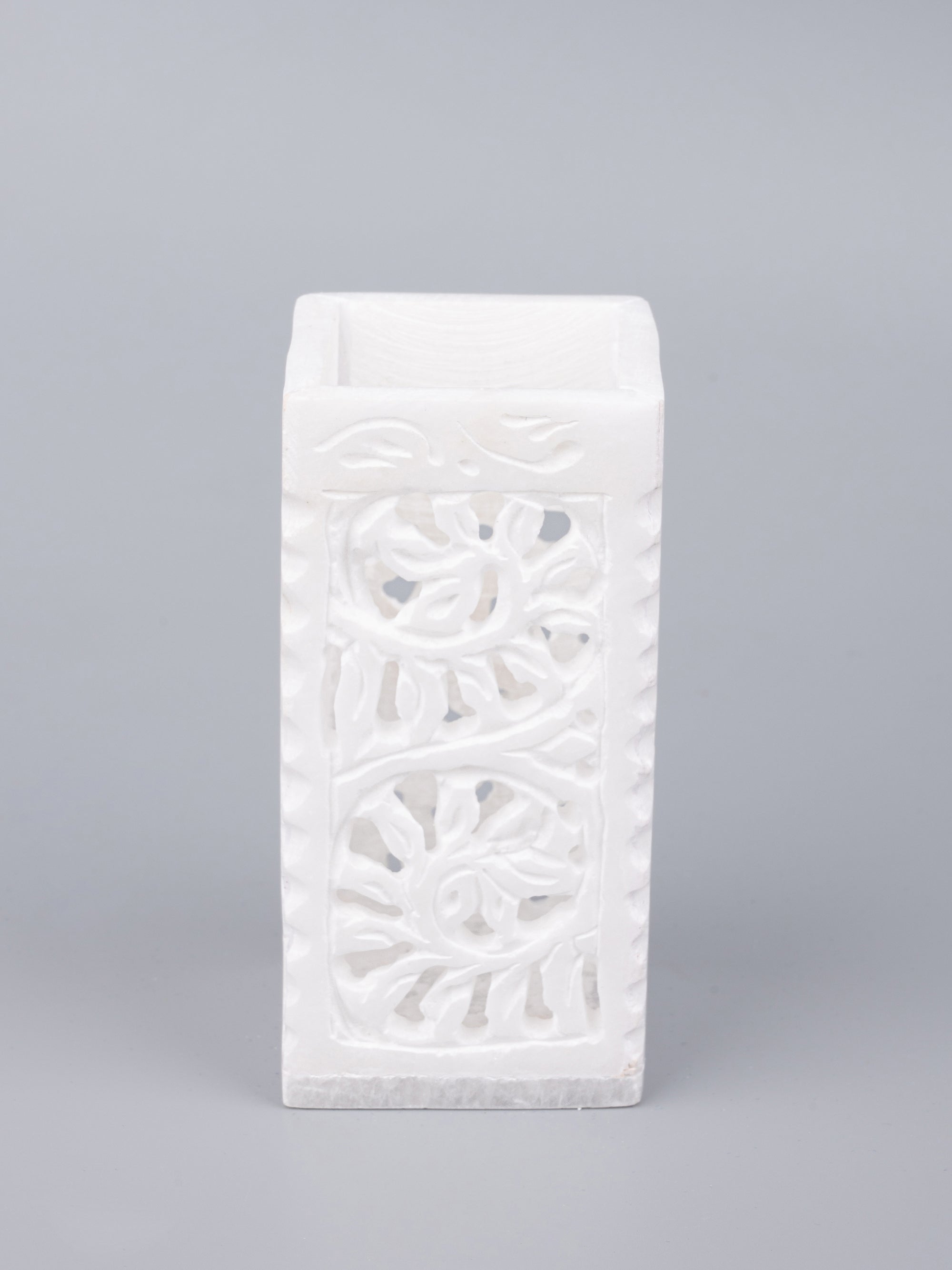 White marble crafted pen holder - The Heritage Artifacts