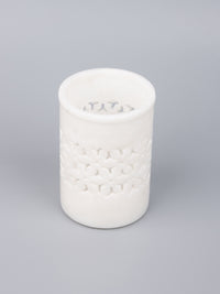 5 pieces bathroom accessories set handcrafted out of pure white marble - The Heritage Artifacts