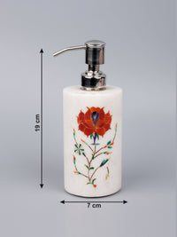 5 pieces bathroom accessories set made of pure marble with colorful inlay work - The Heritage Artifacts