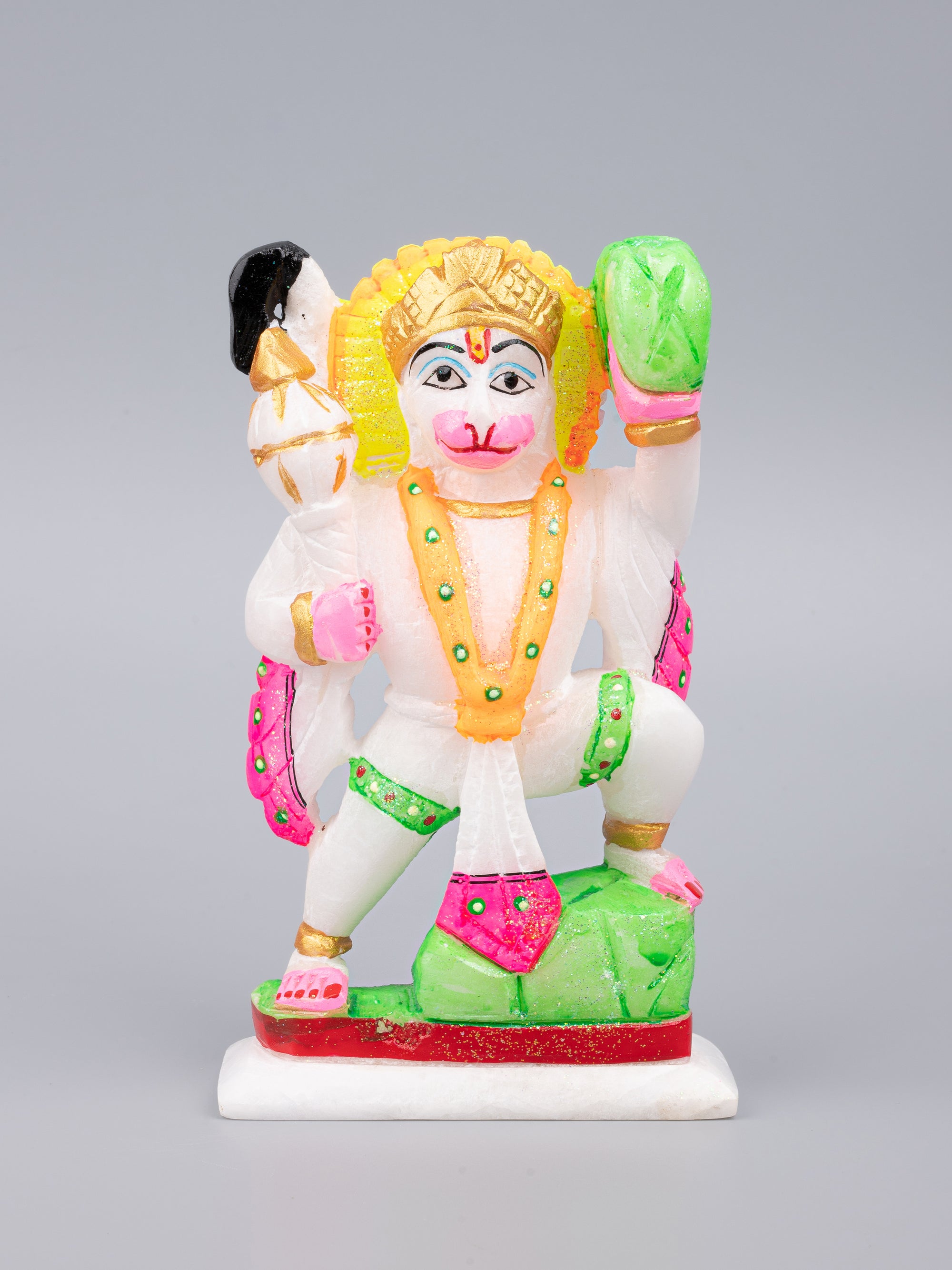 Marble painted Lord Hanuman statue - 6 inches height - The Heritage Artifacts