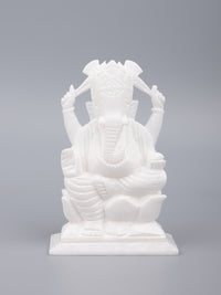 White marble Lord Ganesh statue - 6 inches height - The Heritage Artifacts