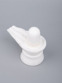 White marble Shivling statue for everyday pooja purpose - 5 inches height - The Heritage Artifacts