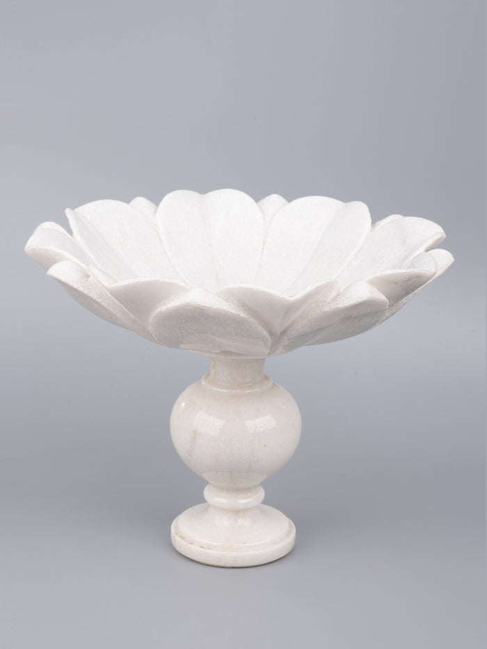 White marble Lotus plate with stand that can used as an individual flower also - The Heritage Artifacts