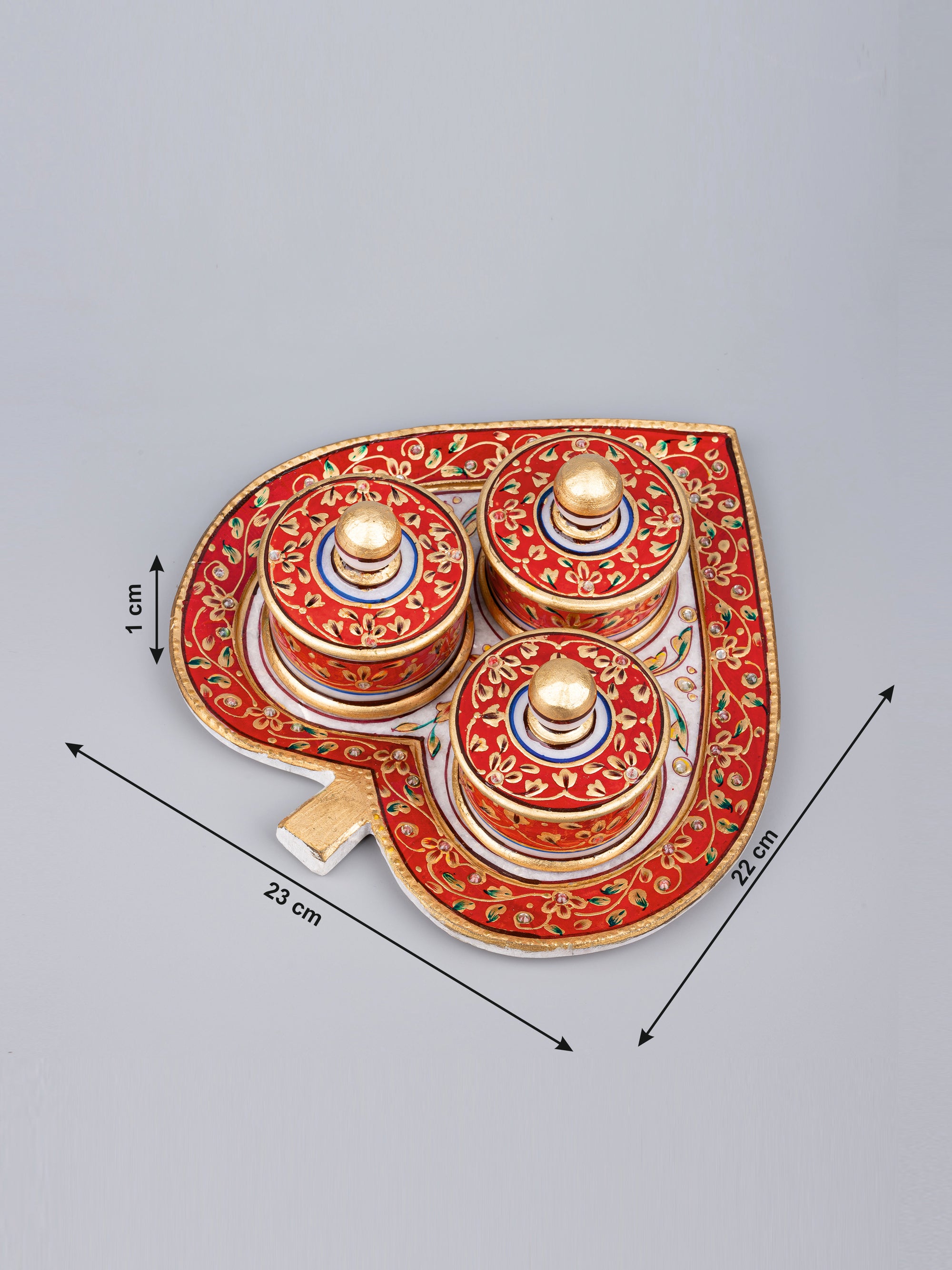 Marble serving set with decorative meenakari work - The Heritage Artifacts