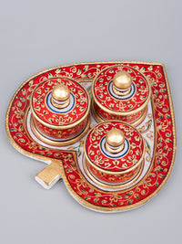 Marble serving set with decorative meenakari work - The Heritage Artifacts