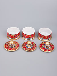 Marble serving set with decorative meenakari work - The Heritage Artifacts