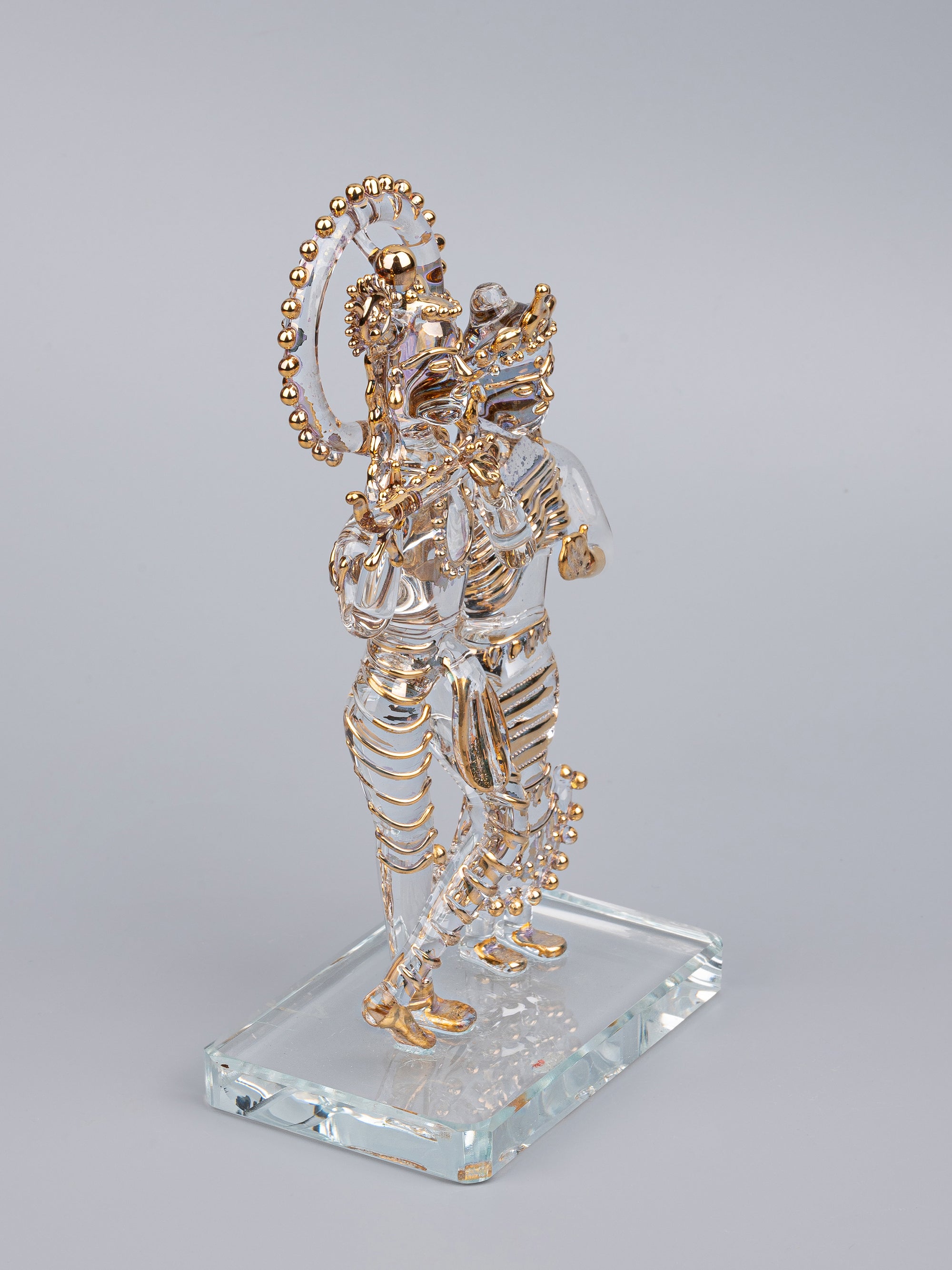 7 inches Radha Krishna statue made of solid and transparent glass - The Heritage Artifacts