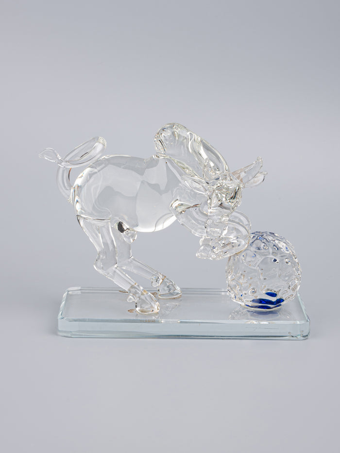 Transparent Glass show piece Bull fighting with a Ball - The Heritage Artifacts