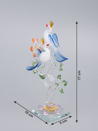 Decorative Glass center piece, Pair of White Peacocks on a Tree - The Heritage Artifacts