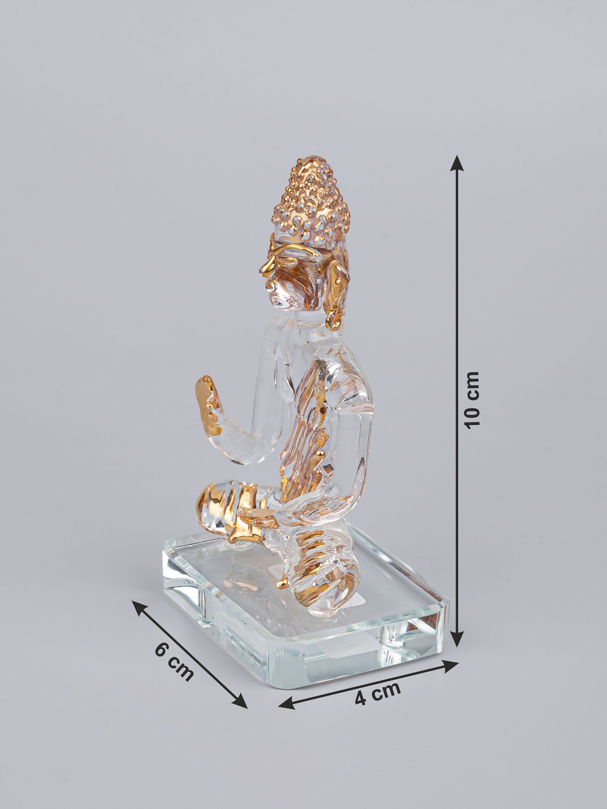 Transparent Glass with Gold Decor Sitting Buddha - The Heritage Artifacts