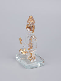 Transparent Glass with Gold Decor Sitting Buddha - The Heritage Artifacts