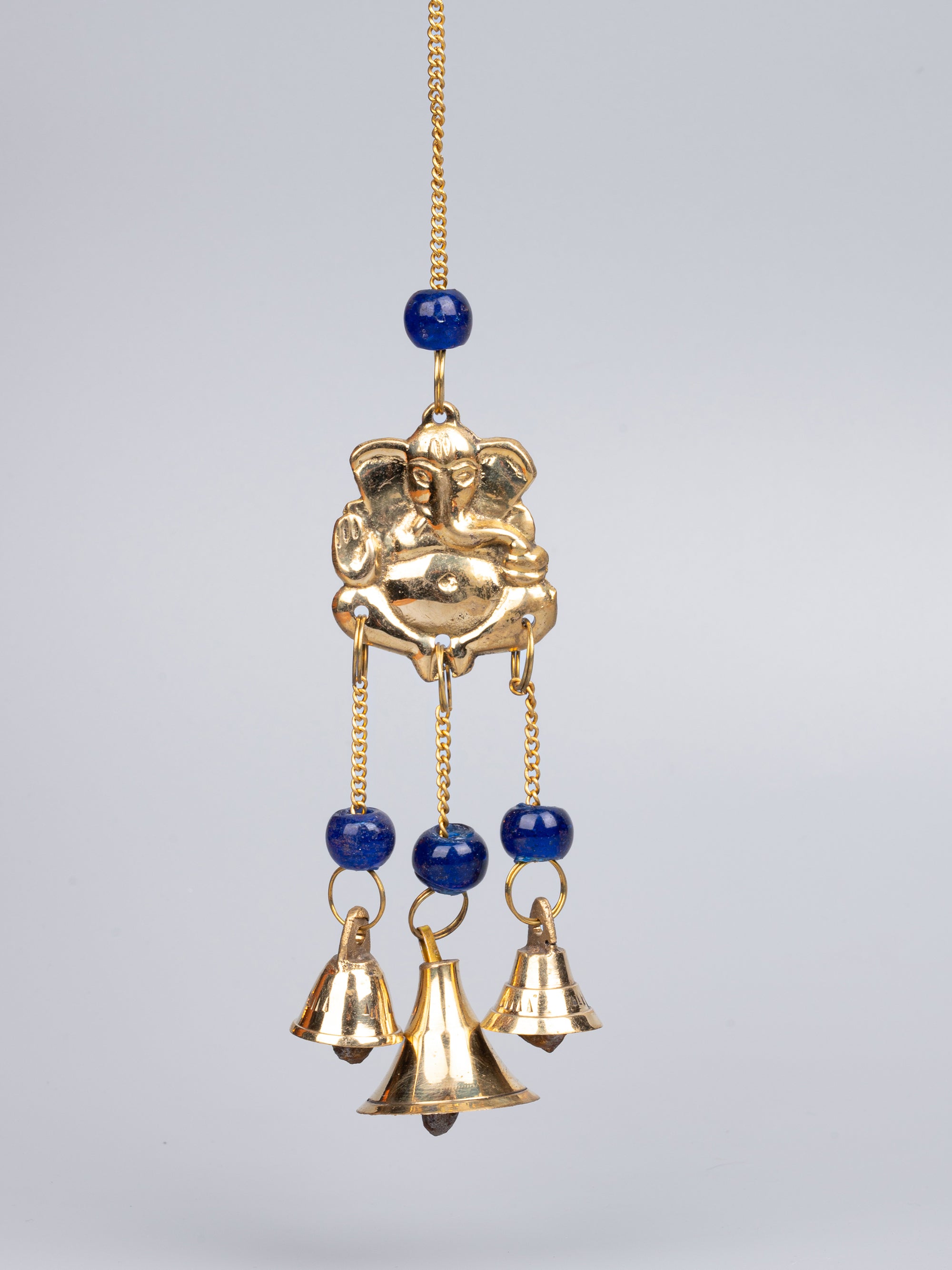 Lord Ganesha design Wind Chime with 3 Bells - 24 cms long with chain - The Heritage Artifacts