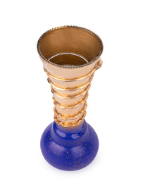 Glass Crafted Gold and Blue Spiral Design Flower Vase - 11 inches height - The Heritage Artifacts