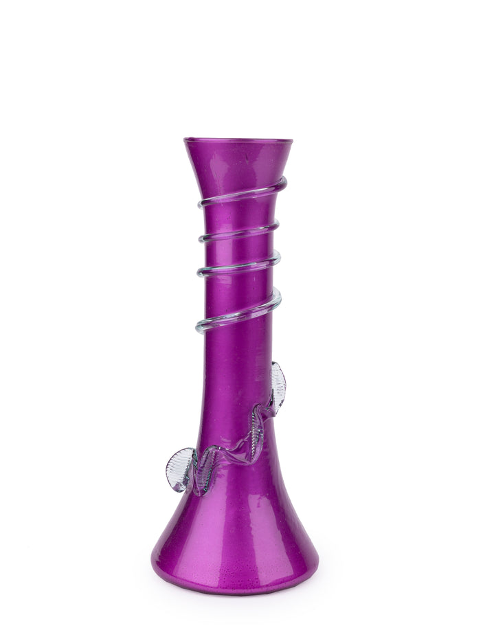 Glass Crafted Purple Flower Vase with Spiral Design - 11 inches Height - The Heritage Artifacts