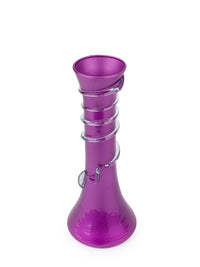 Glass Crafted Purple Flower Vase with Spiral Design - 11 inches Height - The Heritage Artifacts