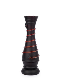 Glass Crafted Black Flower Vase with Spiral Design - 11 inches Height - The Heritage Artifacts