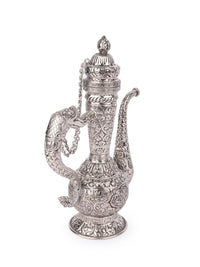 Metal Crafted Antique Silver Finish Surahi / Decanter Decorative Showpiece - The Heritage Artifacts