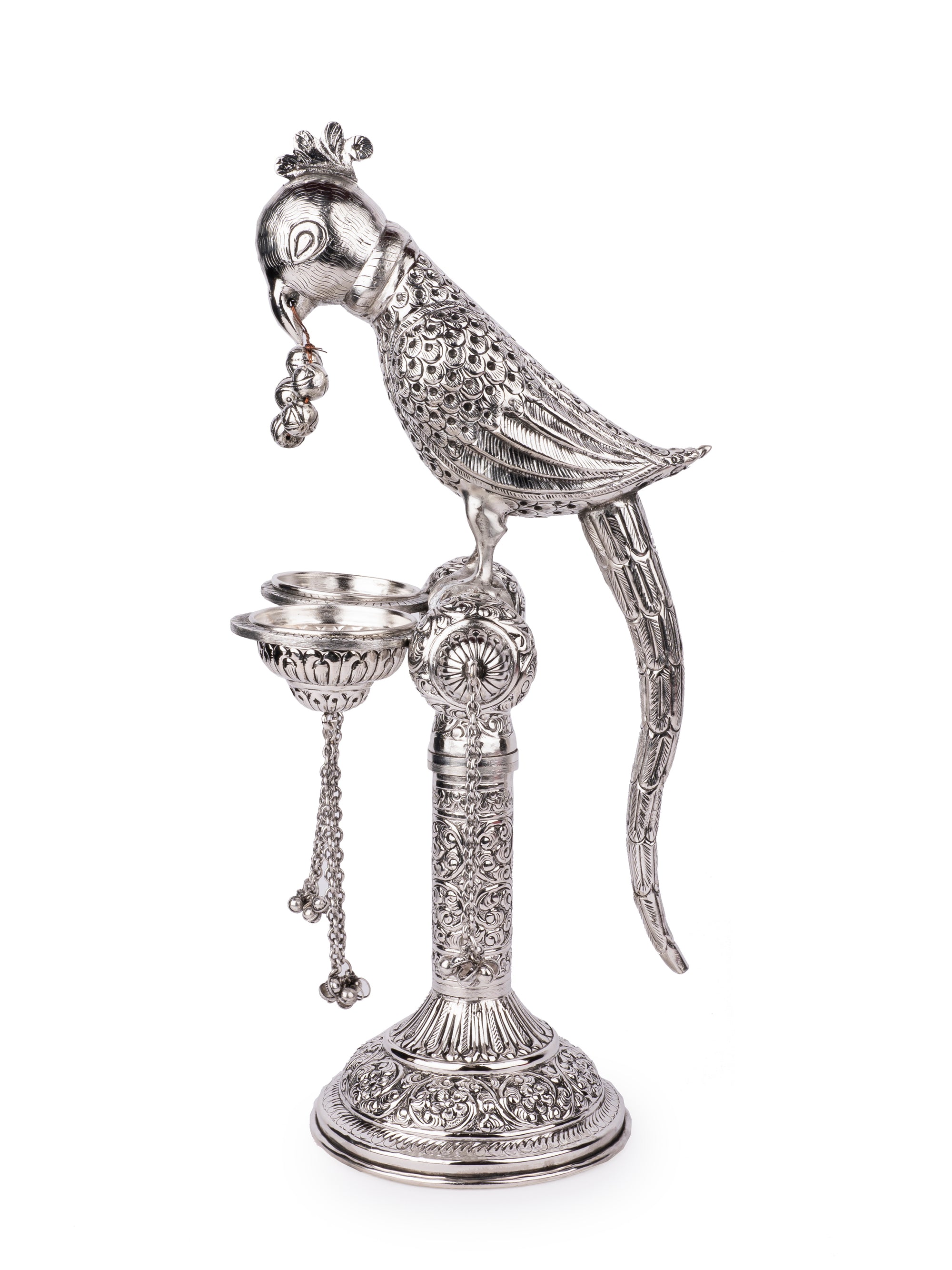 Metal Crafted Macaw Parrot on a Stand - Serve Ware - The Heritage Artifacts