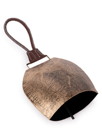 Buddha Motif Hanging Cow Bell made of Brass - 10 inches in height - The Heritage Artifacts