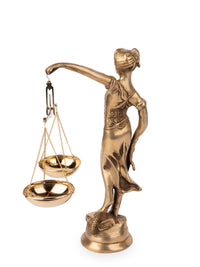 Themis Goddess of Justice Statue / Blind Folded Justice Lady - Made of Brass with antique finish - 14 inches height - The Heritage Artifacts