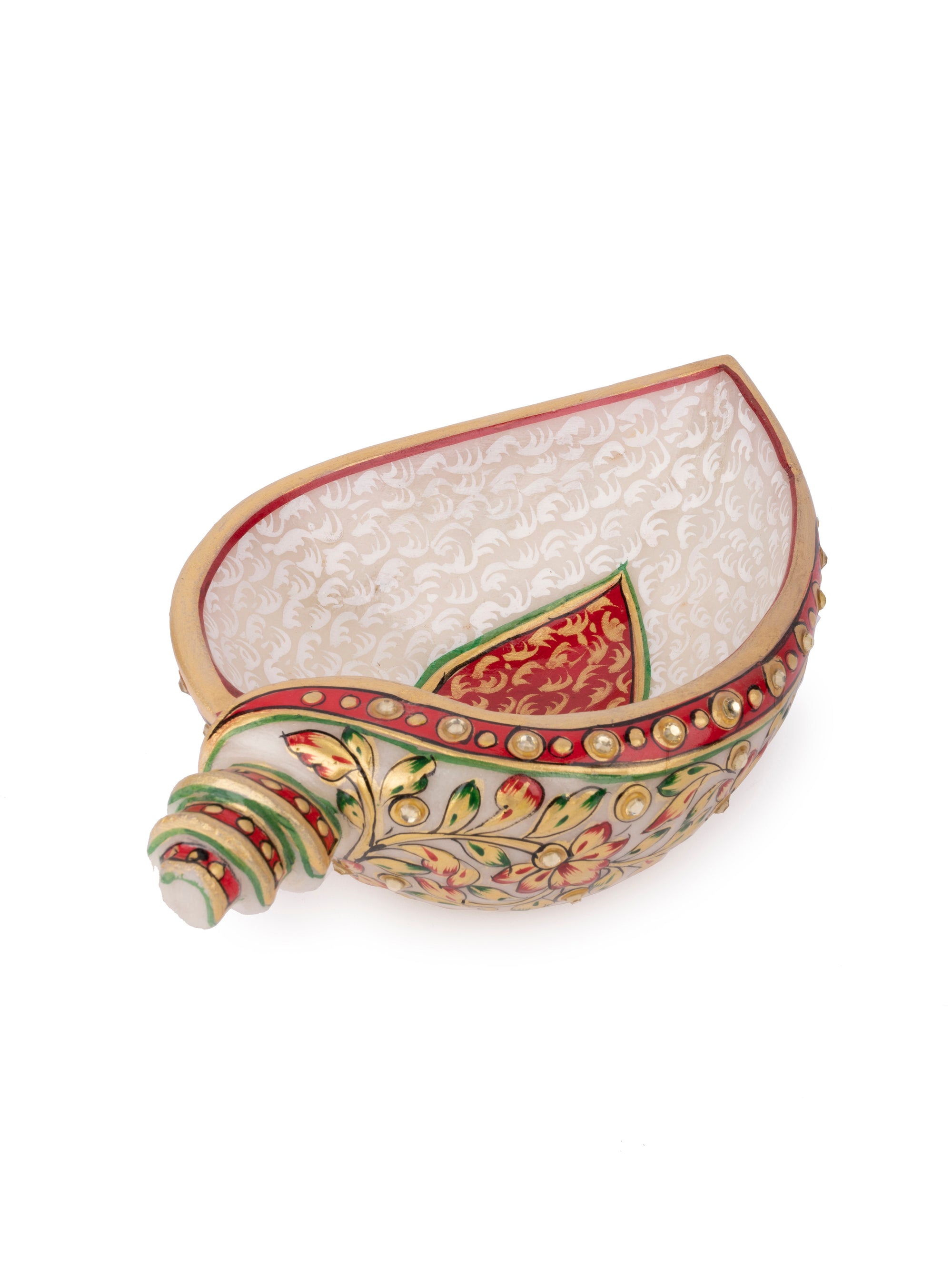 Meenakari Design Multipurpose Marble Shankh Urli / Bowl - The Heritage Artifacts