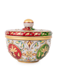 Colorful Meenakari Design Marble Storage Box with Lid - The Heritage Artifacts