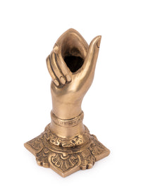 Stylish Hand Shaped Pen / Pencil Holder made of Brass - 6 inches height - The Heritage Artifacts