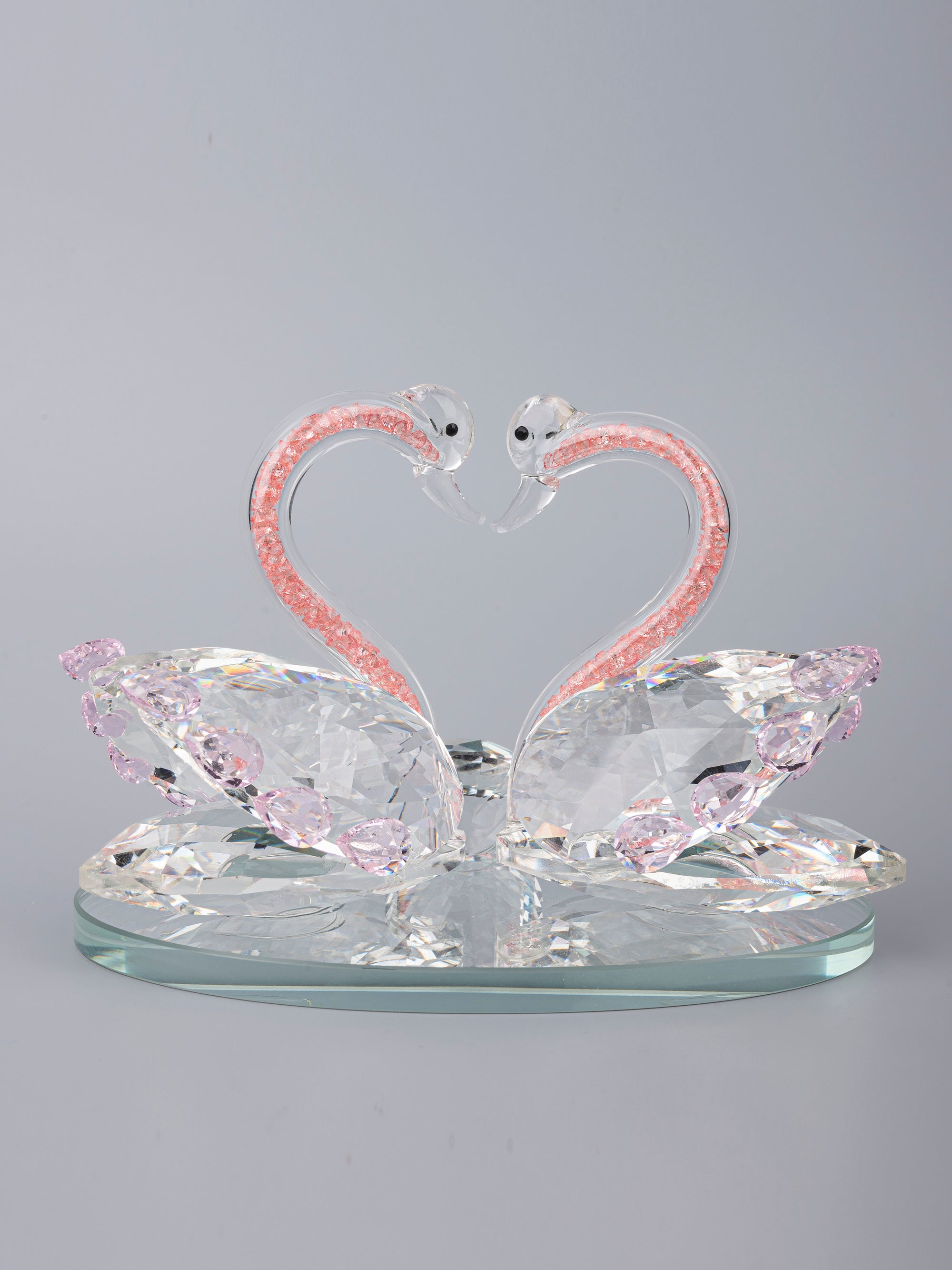 Glass Crafted Romantic Swan Couple Home Decor - The Heritage Artifacts