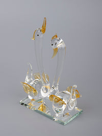 Swan Couple Beautiful Glass Home Decor Showpiece - The Heritage Artifacts