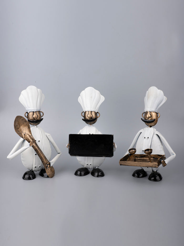 Metal Crafted Team of Chef Decorative Showpiece - The Heritage Artifacts