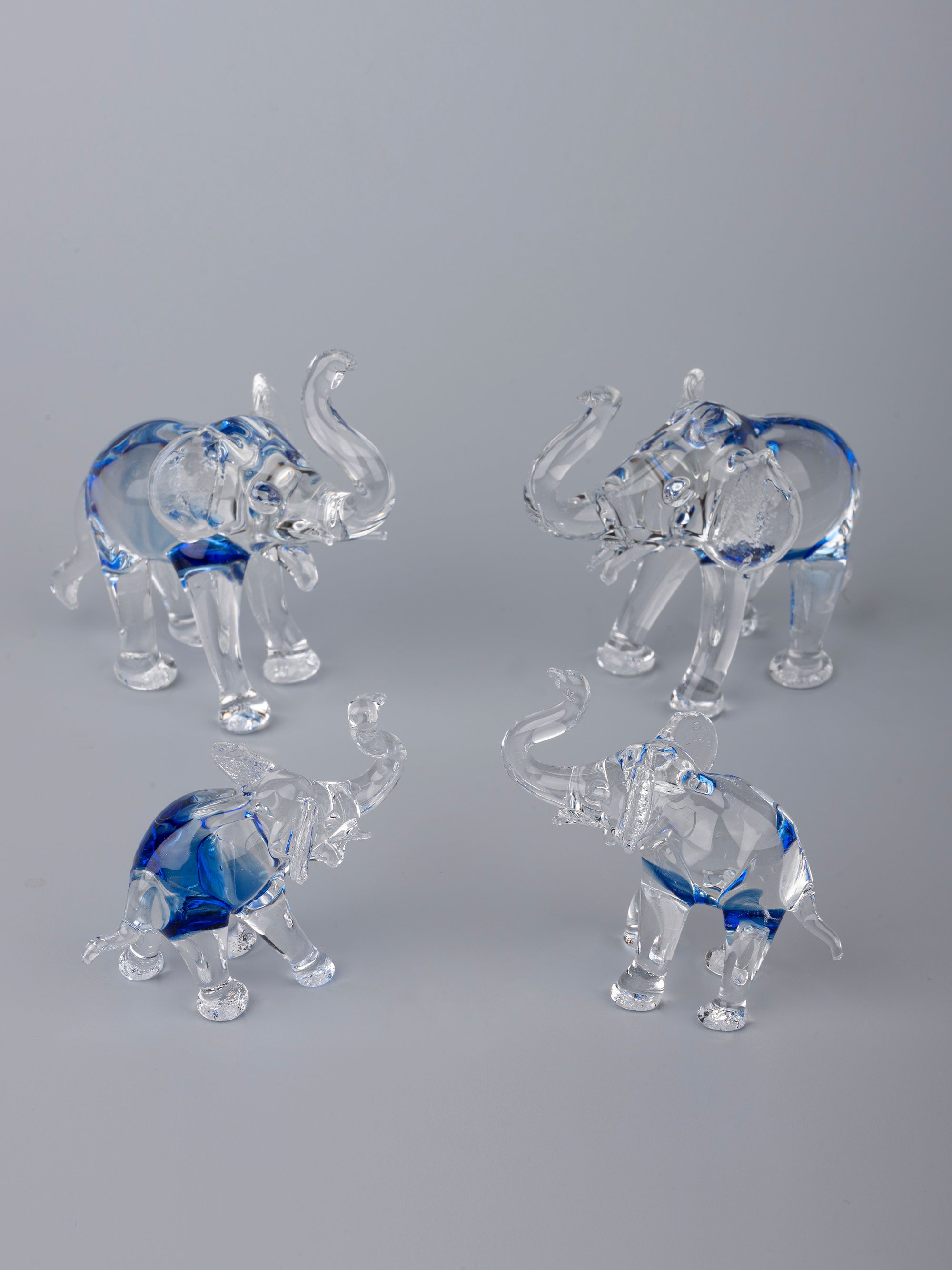 Elephant Family Set of 4 pieces Glass Home Decor - The Heritage Artifacts