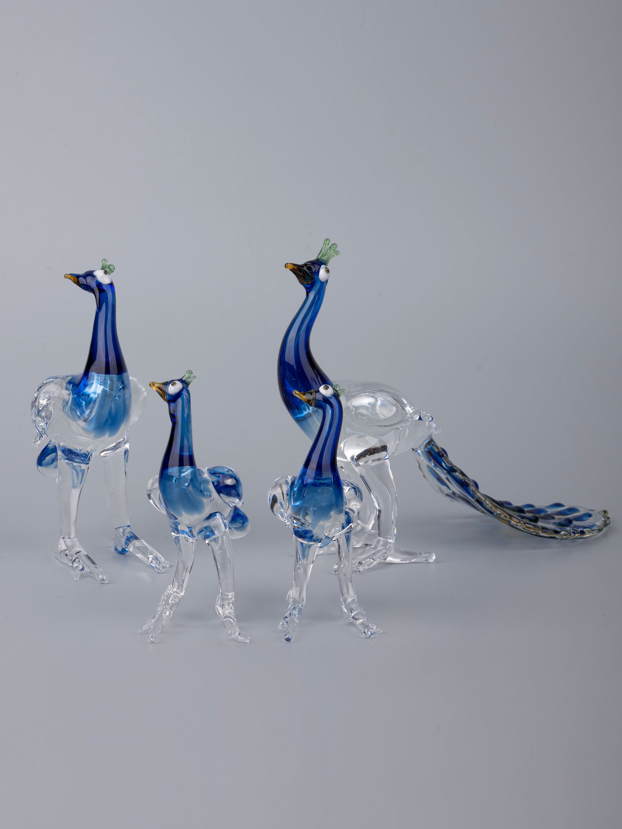 Peacock Family Set of 4 Pieces Glass Home Decor - The Heritage Artifacts