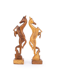 Pair of Wooden Jumping Horses - 10 inches height - The Heritage Artifacts