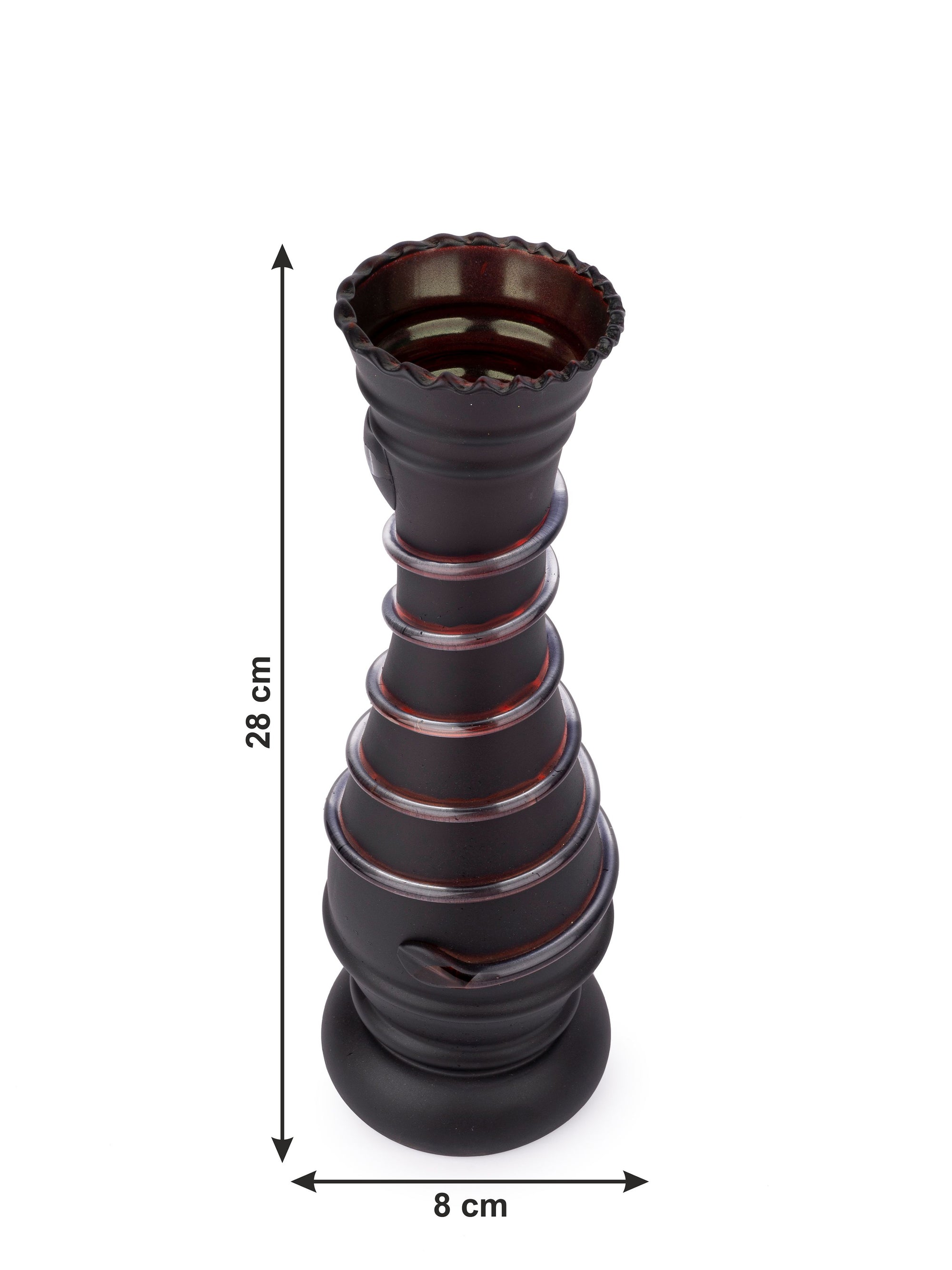 Glass Crafted Black Flower Vase with Spiral Design - 11 inches Height - The Heritage Artifacts