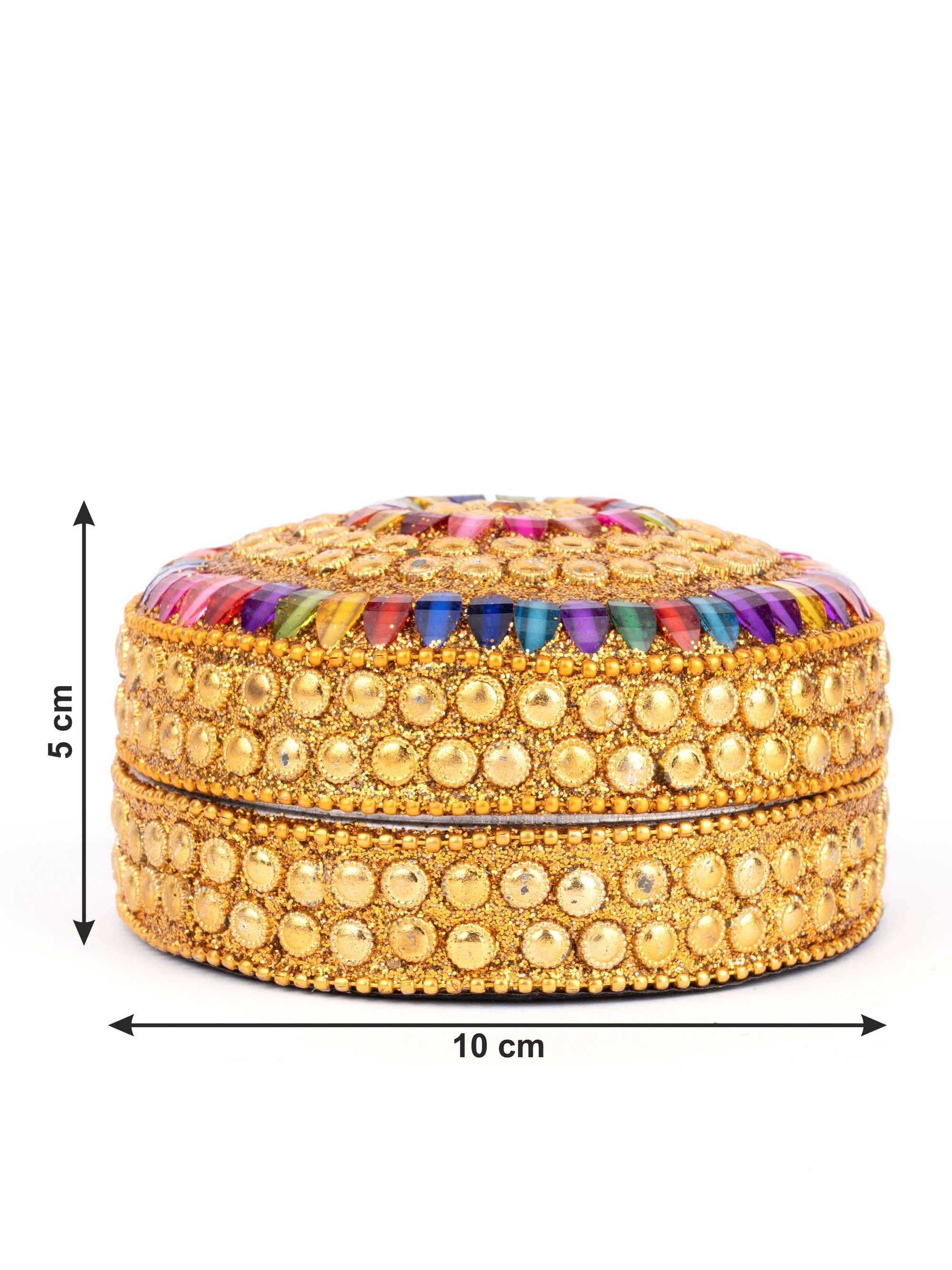 Moti Dibbi / Beaded Storage box, Ideal for Festive Gifting - 4 inches dia - The Heritage Artifacts