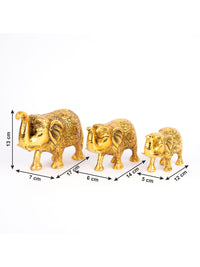 Herd of Elephants in Antique Gold Finish - Set of 3 pieces - The Heritage Artifacts